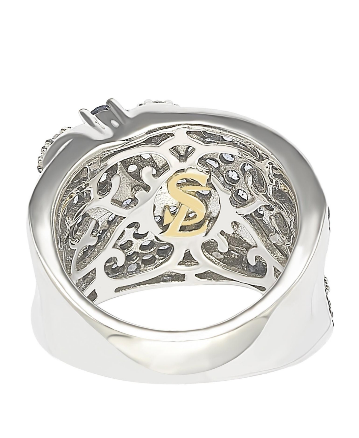 Suzy Levian Sterling Silver Sapphire & Created White Sapphire Floral Ring