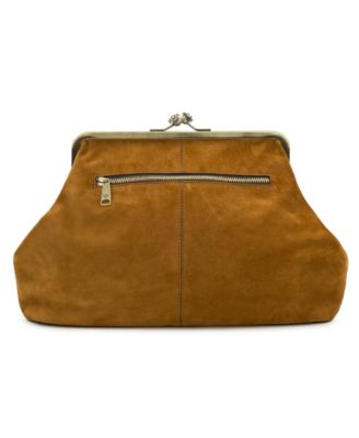 Suede Vivienne Frame Kisslock Crossbody Bag