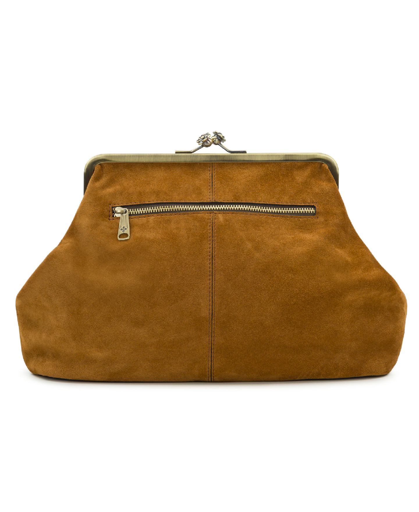 Женская сумка Patricia Nash Vivienne Large Suede Kisslock Frame Crossbody, цвет: Коньячный — фото 5