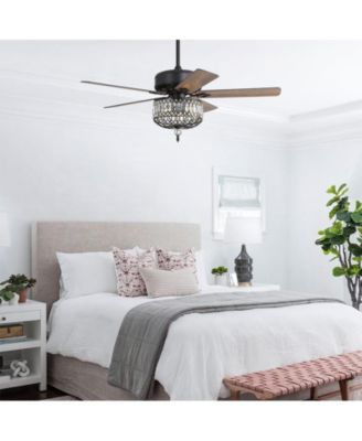 52-inch Modern Country-Style Black 5-Blade Flush Mount with Black Trim,and Equipped with Remote Control and Timer Functions