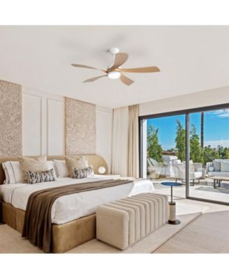 52-inch Modern Smart Standard White 5-Blade Ceiling Fan with Remote Control and LED Light