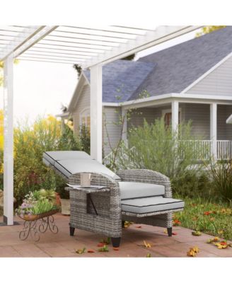 Outdoor Recliner Chair with Adjustable Backrest, Cushion,