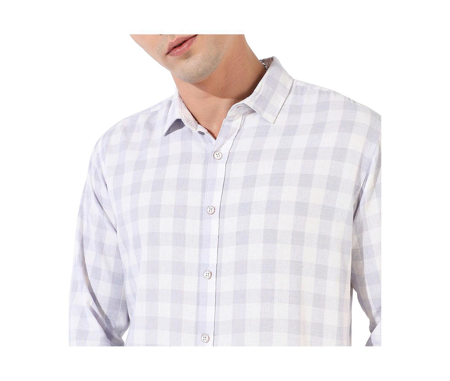 Мужская рубашка Cahoot Campus Sutra Checkered Regular Fit Casual, цвет: Синий — фото 7