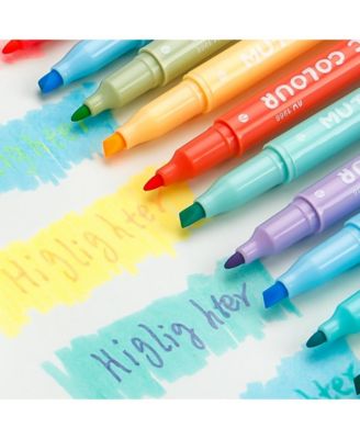 6 Colors Highlighters Set, Double-Head Highlighter Pen Doodle Journal Pen for Study and Work