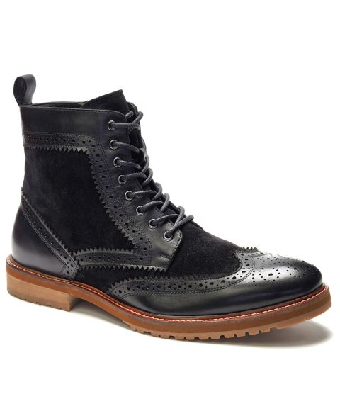 Мужские ботинки A. Veer Langston Wingtip Lace-Up, цвет: Чёрный