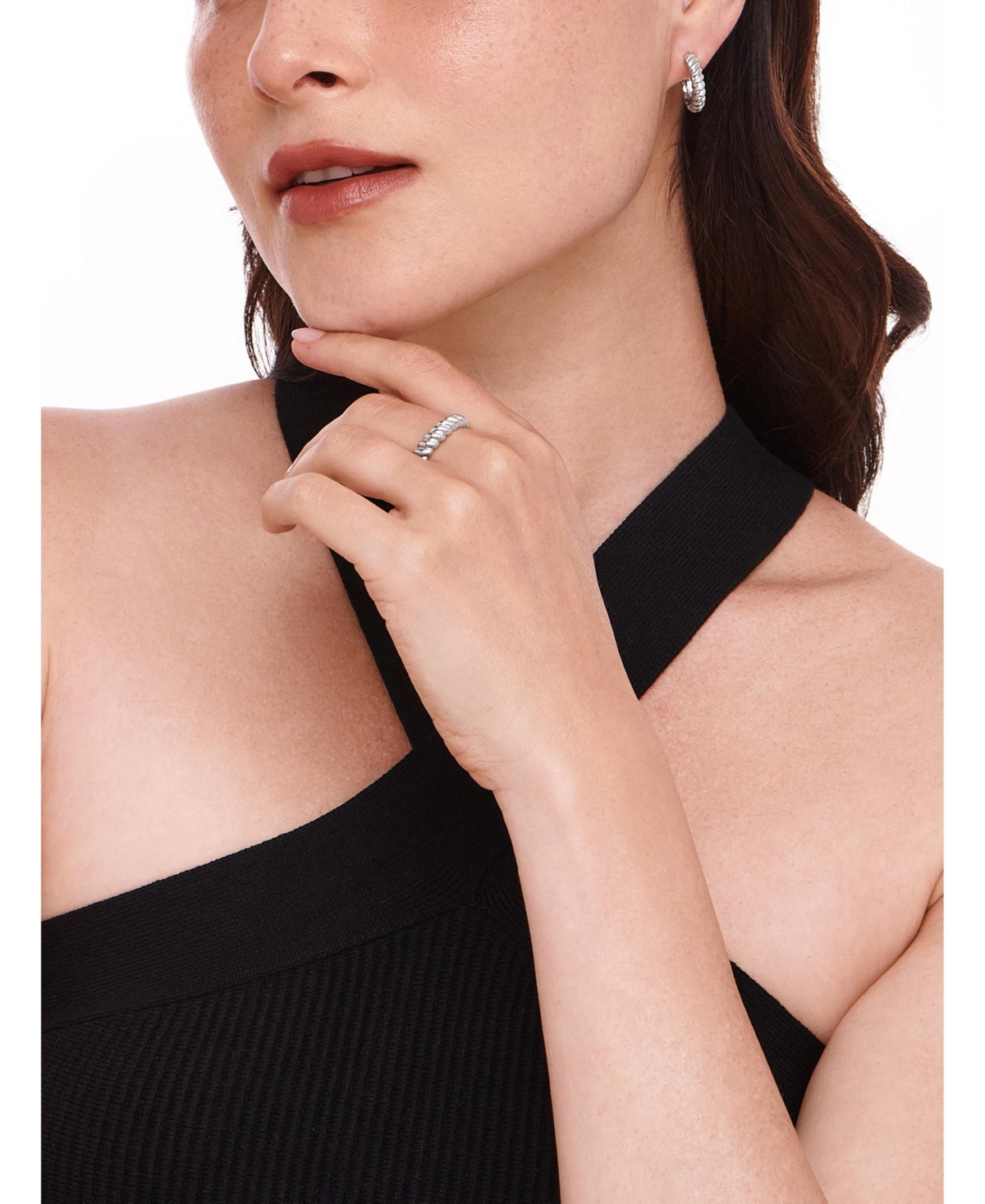 Devata Rope Band Ring in Rhodium Plated Sterling Silver