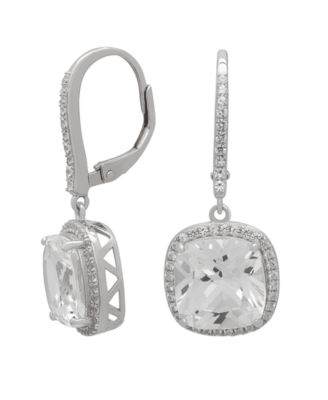 Lab-Grown White Sapphire Cushion Drop Earrings (8-7/8 ct. t.w.) in Sterling Silver
