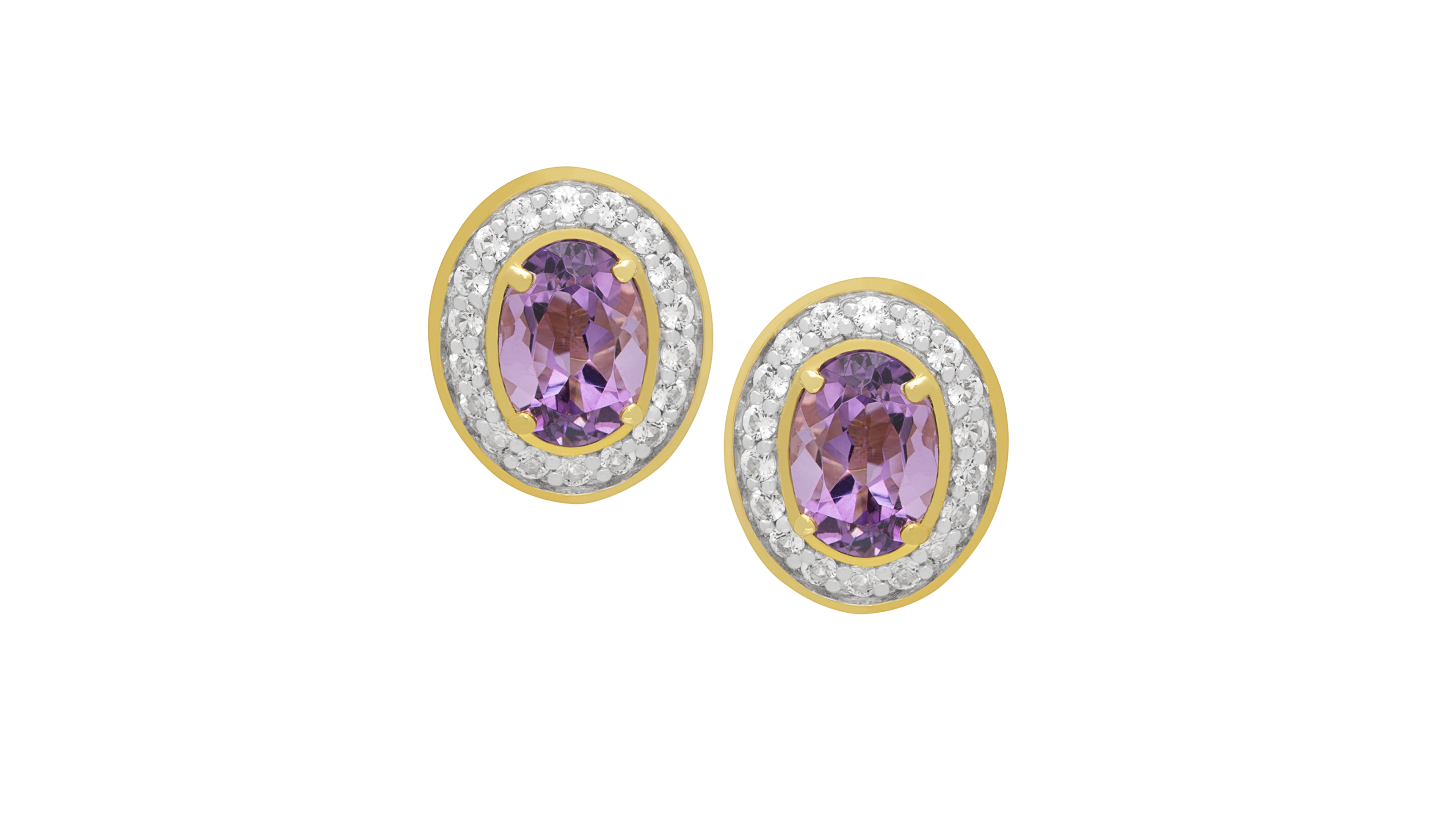 Macy's Genuine Blue Topaz & White Oval Stud Earrings (2-1/2 ct. t.w.) 14k Gold Over Sterling Silver (Also Amethyst Topaz)