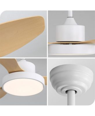 47-inch Modern White 3 Blades Ceiling Fan with Six-Speed Remote Control and Timing Function and Light Kit