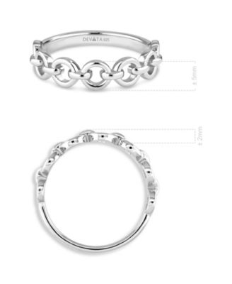 Cable Link Ring in Rhodium Plated Sterling Silver, Size 8