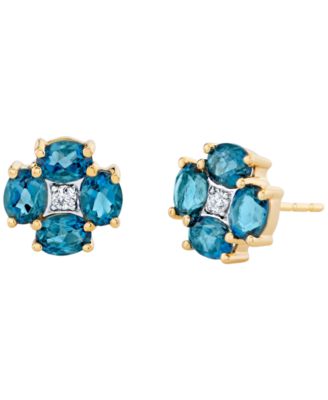 Blue Topaz (2 ct. t.w.) & Diamond Accent Stud Earrings in 14k Yellow Gold