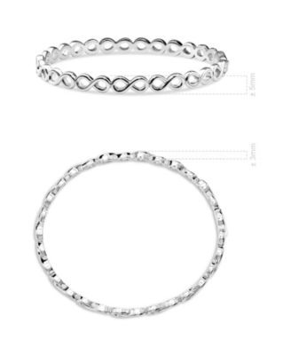 Infinity Bangle Bracelet in Rhodium Plated Sterling Silver, Size Medium