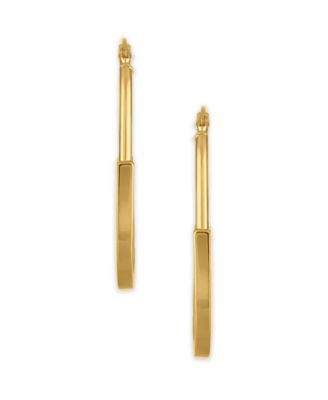 Polished Lock Hoop Earrings in 10k Yellow Gold