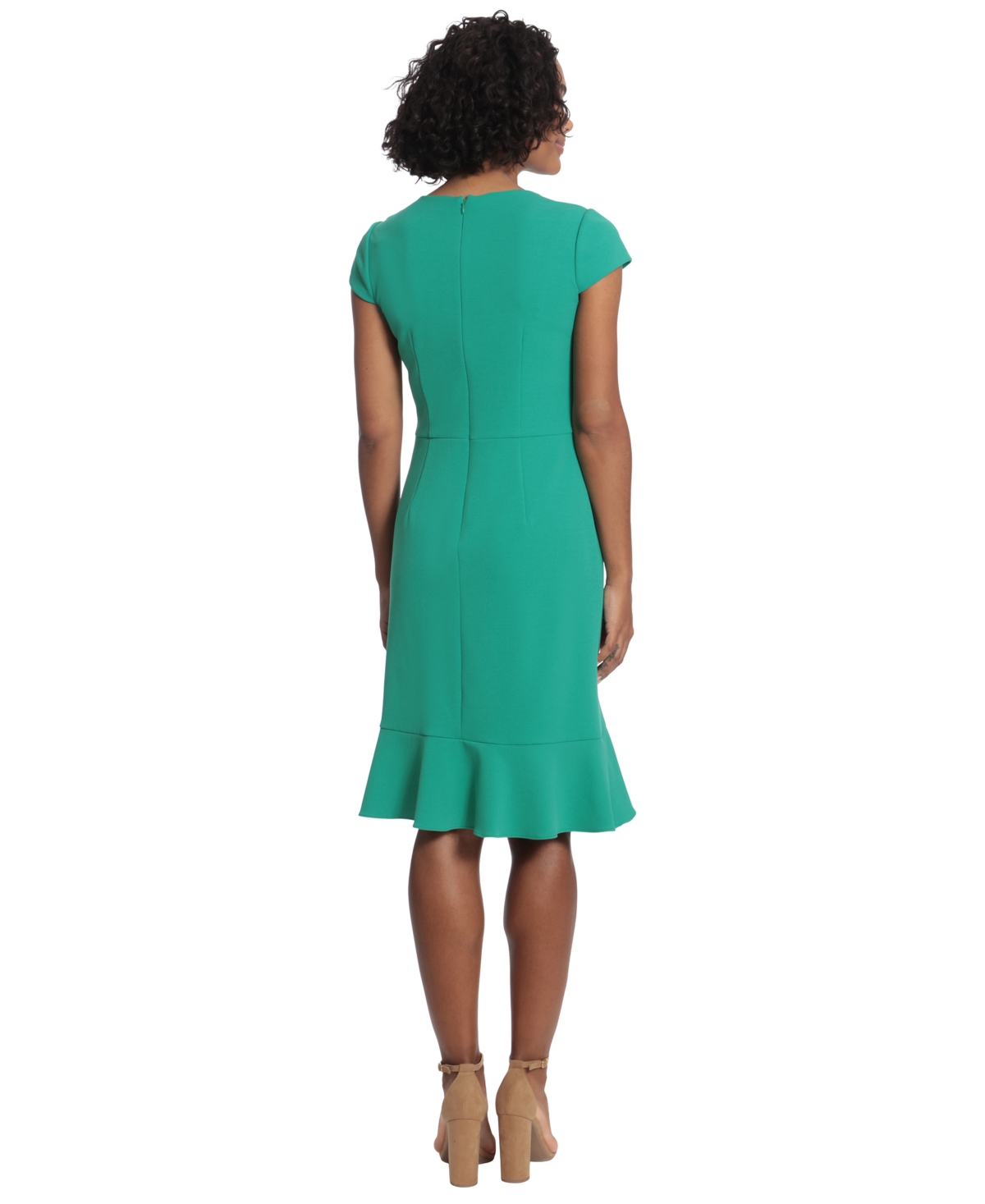 London Times Petite V-Neck Jersey Fit & Flare Dress