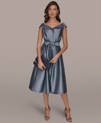 Women's V-Neck Belted Midi Dress