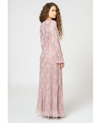 Women's Modest Embellished Sequin Beaded Dress