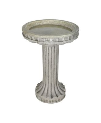 24 Inch Height Outdoor Bird Bath - Fibre Reinforced Concrete Large Bird Bath Stylish with Modern Pedestal for Garden, Patio