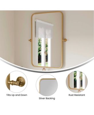 Mason Pivot Wall Mirror with Slim Frame and Silver Backed Glass for Clarity for Bathrooms