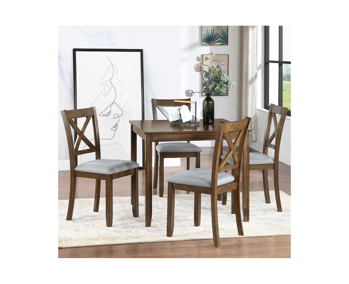 sumyeg 5-Piece Walnut Wood Dining Set with Table and 4 Chairs