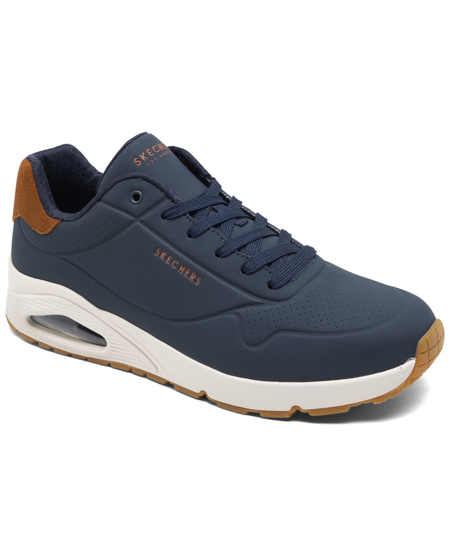Мужские кроссовки Skechers Uno - Suited On Air Memory Foam Casual, цвет: Тёмно-синий / Коричневый — фото 1