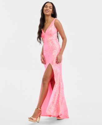 Juniors' Sequinned Low-Back Gown