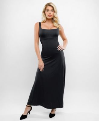 Women's Shapewear Sleeveless Square Neck Houglass A-Line Maxi Dress