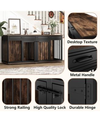 Furniture Style Dog Crates Large Wooden Pet Kennels with 2 Drawers