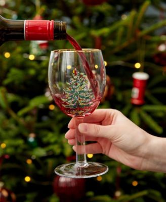 Christmas Tree Stemless Wine Glasses, Set of 8