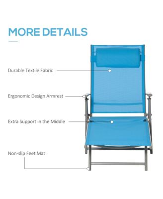 Sling Patio Reclining Chaise Lounge Garden Furniture, Light