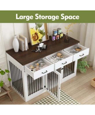 Dog Cage Storage Cabinet, Dog House Furniture Style Dog Crate with 3 Drawers