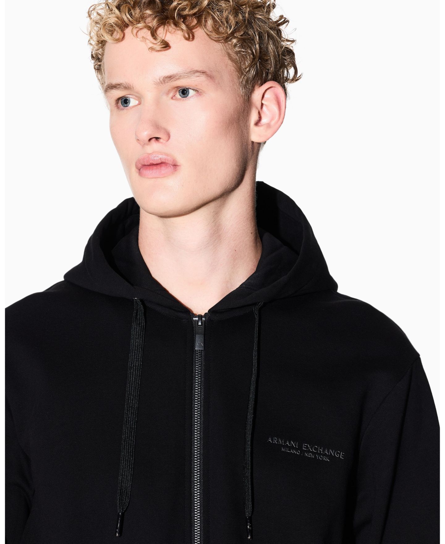 Мужское худи A|X Armani Exchange Milan NY Logo Full Zip, цвет: Чёрный — фото 4