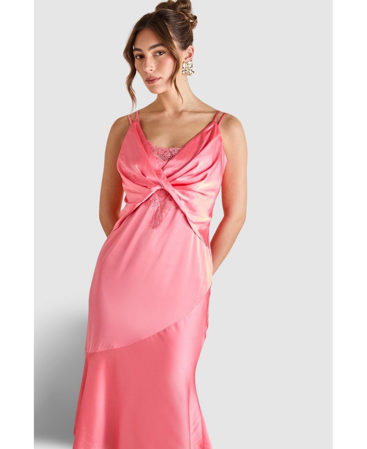 Coast Women's Lace Insert Satin Fitted Dress