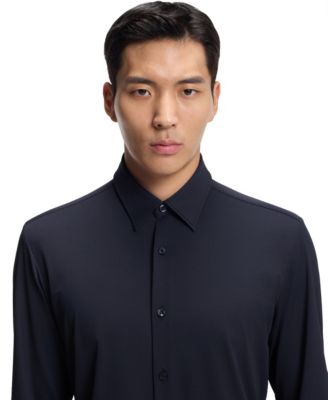 Men's Performance-Stretch Structured Jersey Slim-Fit Dress Shirt