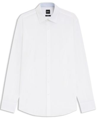 Men's Easy-Iron Stretch-Cotton Poplin Slim-Fit Dress Shirt