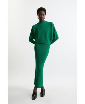 Women's Drape Knit Bat Wing Pencil Midi Dress