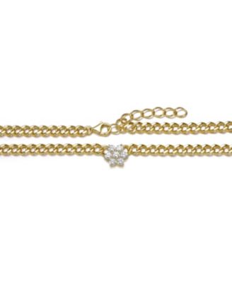 14K Gold Plated with Clear Cubic Zirconia Flower Bloom Necklace