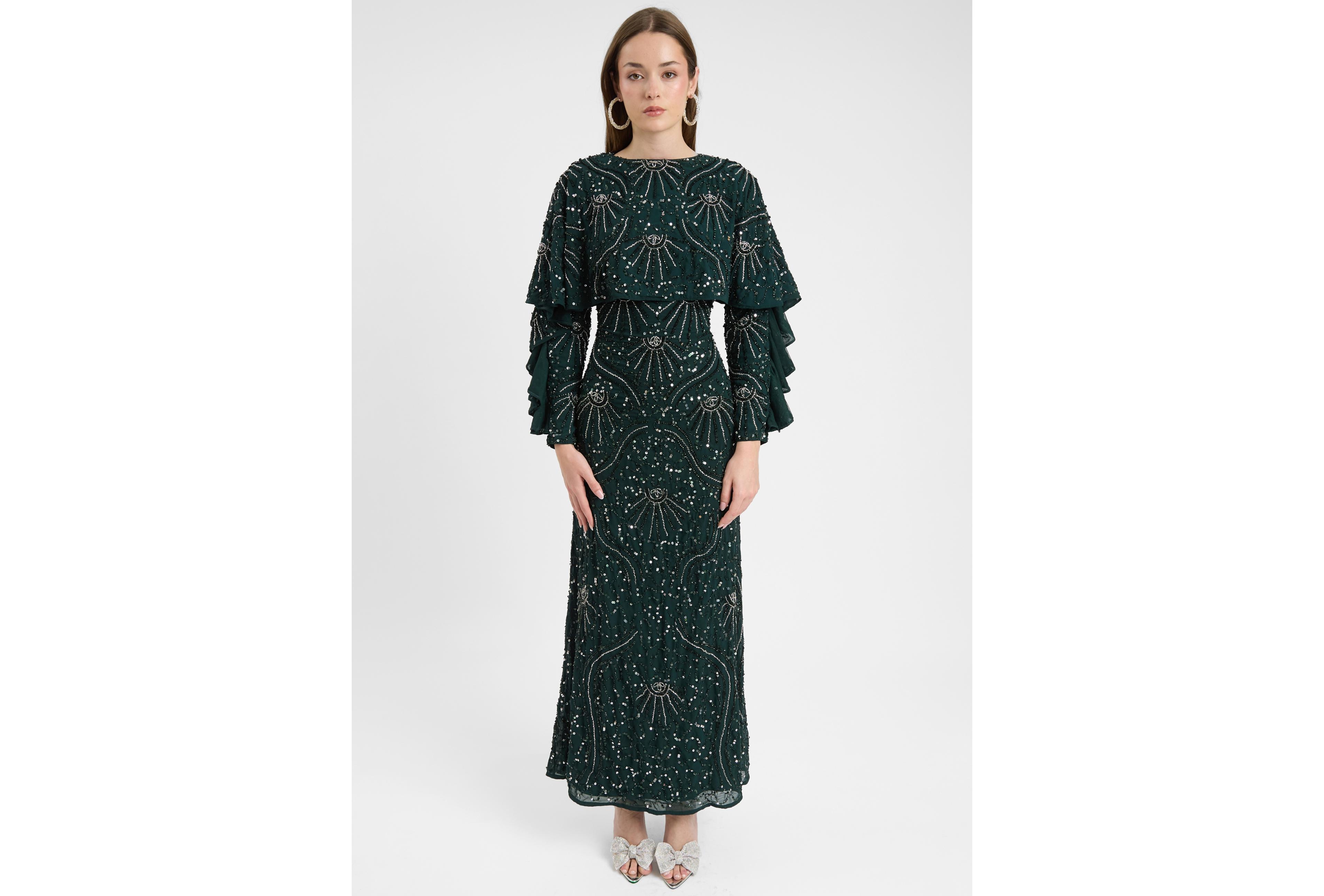 Maryisa Women's Modest Embellished Sequin Beaded Dress