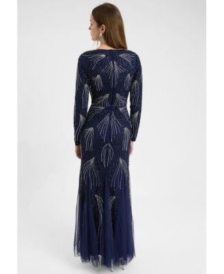 Women's Modest Embellished Sequin Beaded Dress Maxi With Designer Bottom