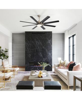 52-inch Modern Exquisite Sand Nickel 8-Blade Ceiling Fans with Adjustable Led Lights and Intelligent Remote Control