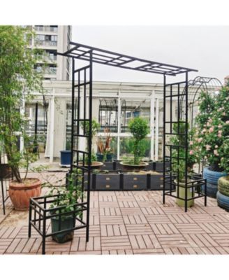 Metal Garden Arch Adjustable Width Black