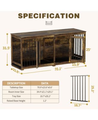 Dog Crate Furniture with Trays and Divider for Large Medium Dog
