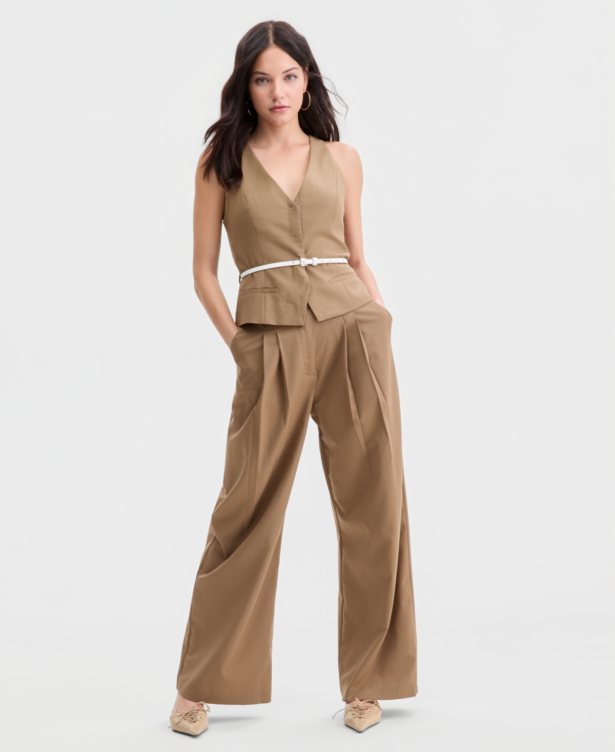 Bar Iii Women's Sleeveless Belted Vest, Macy's Exclusive