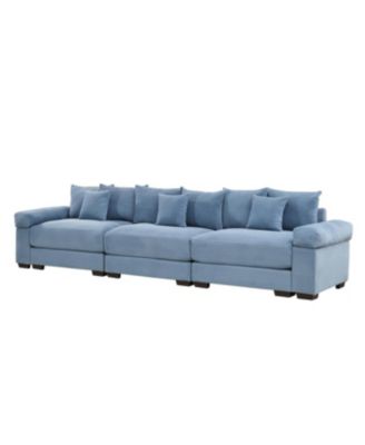 Streamdale 130" Oversized Cloud Modular Sectional Couch, Premium Corduroy 3-Seater Sofa, Blue