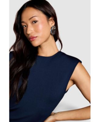 Women's Bandage Knit Fringed Hem Midi Dress