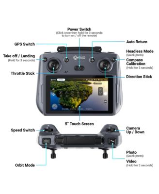 Drone with 4K UHD Camera for Adults, " Touch Screen Remote, Auto Return, Wind Resistance, Battery for 23 Mins Flight Time, Intelligent Flight