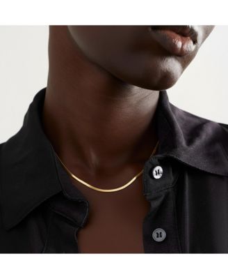 Dainty Gold Plated Minimalist Flat Snake Chain Necklace