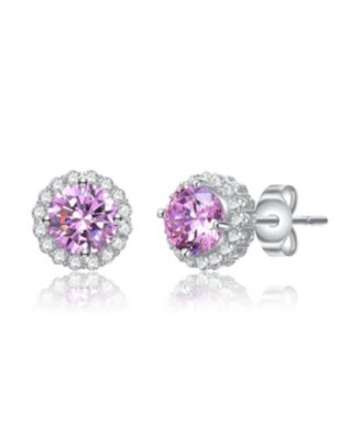 Elegant Dazzling 10MM Round Cubic Zirconia Halo Stud Earrings