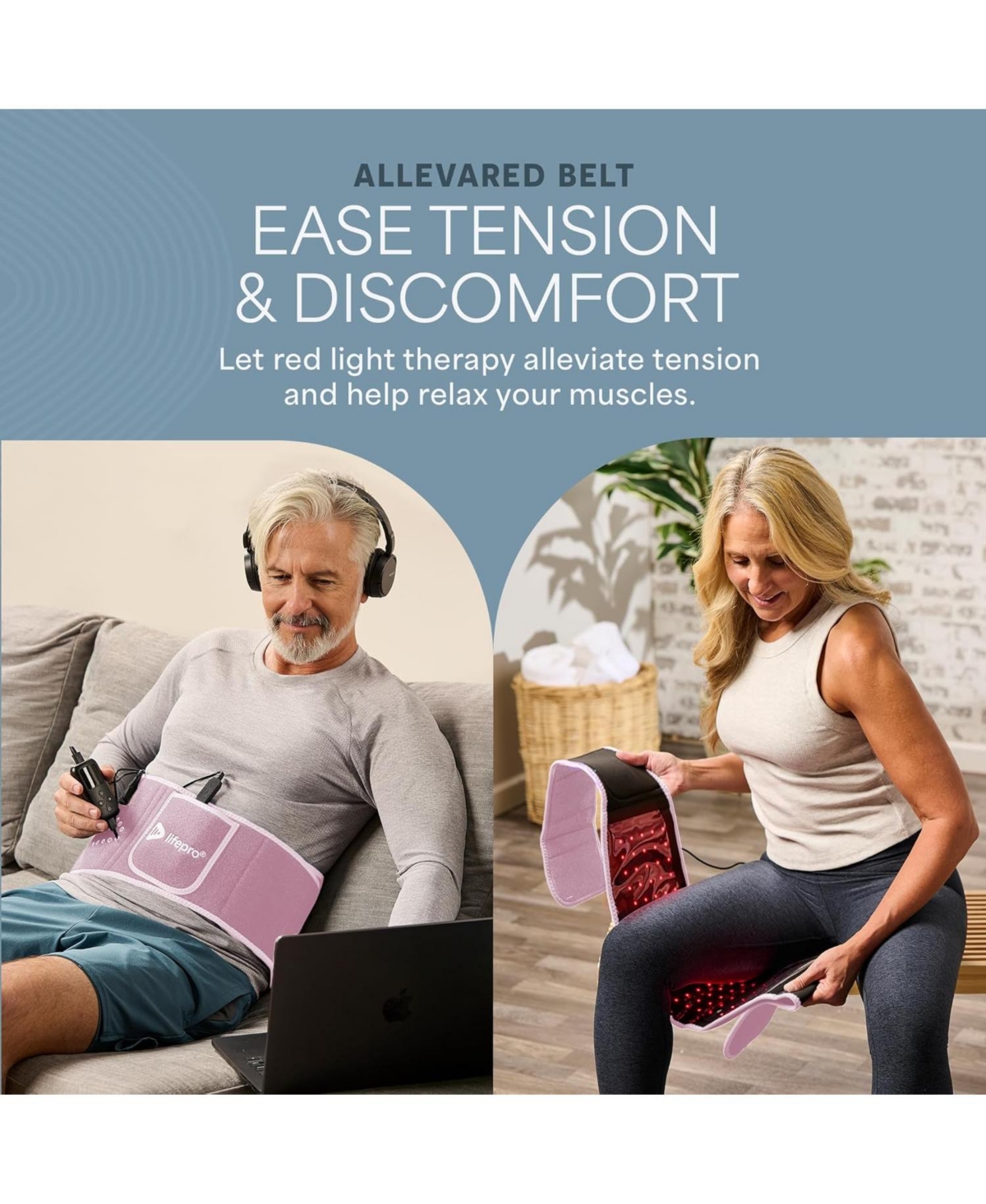 LifePro Red Light Therapy Belt - Near Infrared & Red Light Therapy for Muscle Relaxation, Inflammation & Circulation