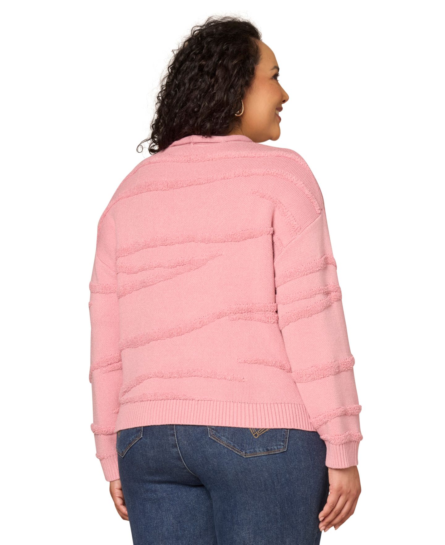 Женский свитер Democracy Plus Size Striped Rolled Neck, цвет: Розовато-лиловый — фото 3