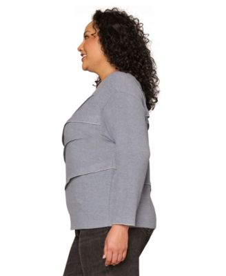 Plus Size Pleat Detail Crewneck Sweater
